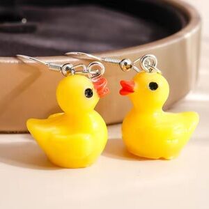 Funny Yellow Duck Earrings for Kids